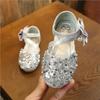 Neueste Mode Mädchen Prinzessin Glitzer Leder Schuhe Kinder Sommer Diamant Pailletten Tanzschuhe Kinder Schleife Baotou Sandalen
