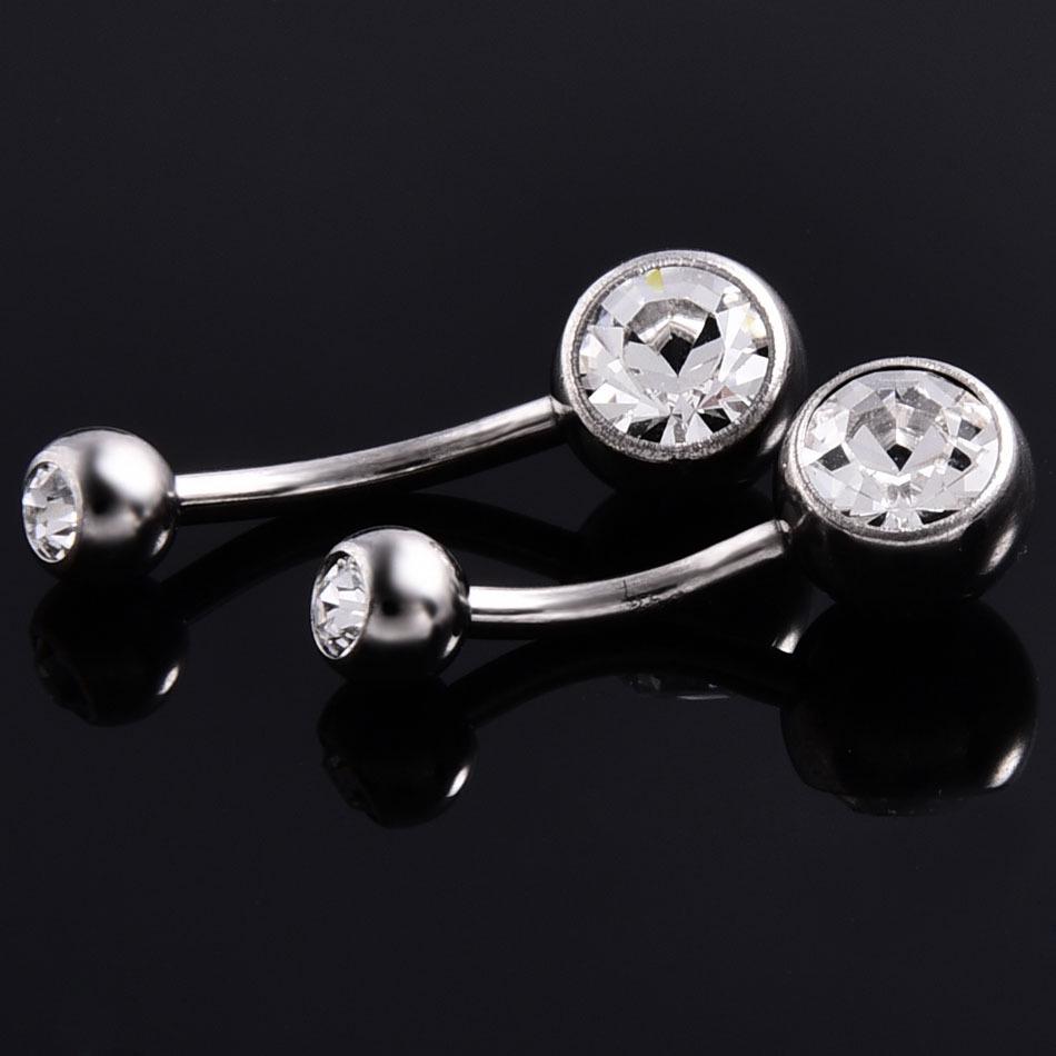 Titanium Zircon Navel Ring 14G Barbell Piercing Jewelry (6/8/10mm)