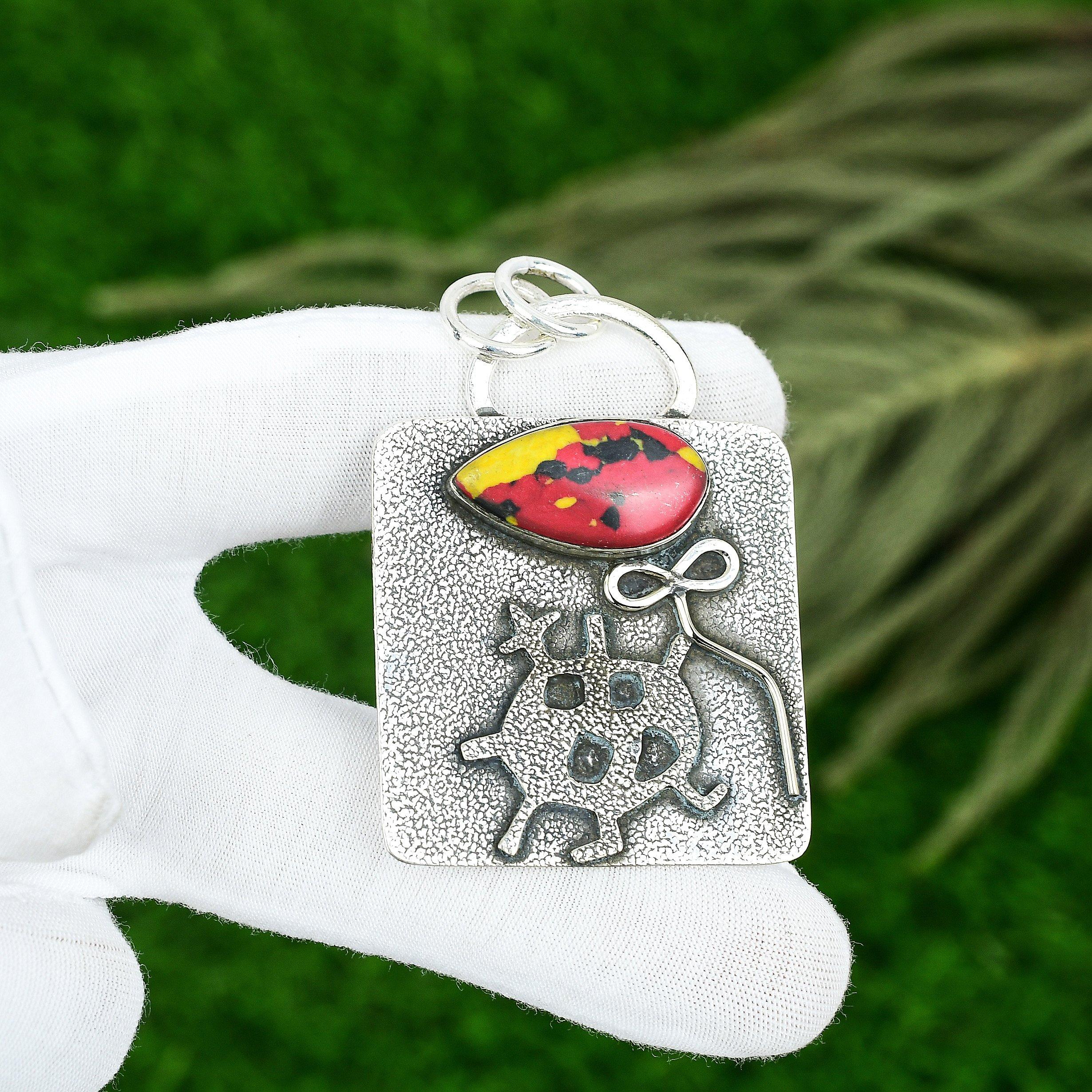Friendship Day Deal Mosaic Balloon Jasper Gemstone Pendant 925 Sterling Silver
