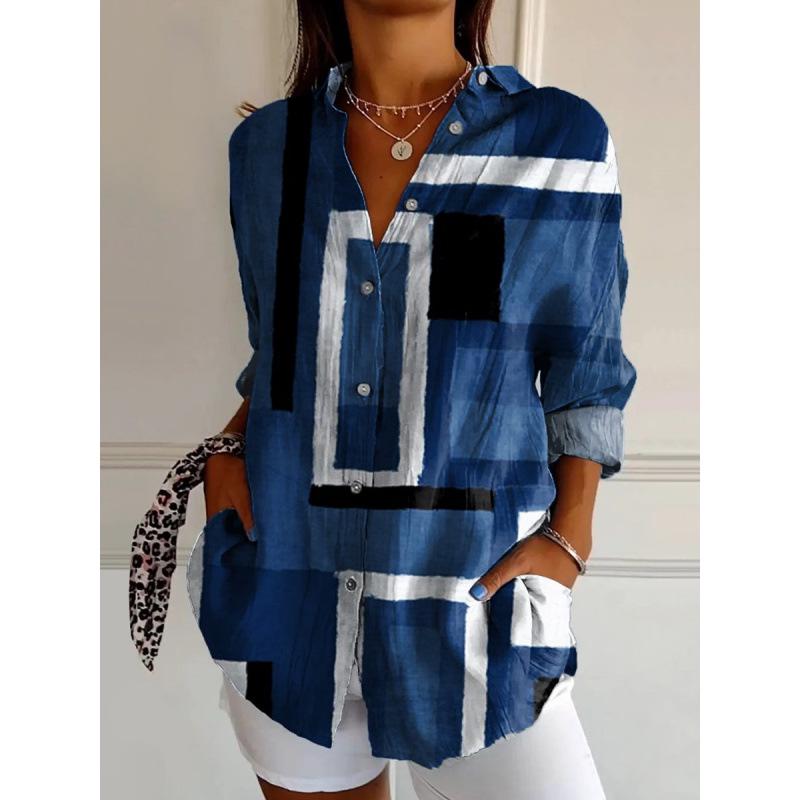 3D Abstract Pattern Women's Long Shirt with Drop Shoulder Sleeves