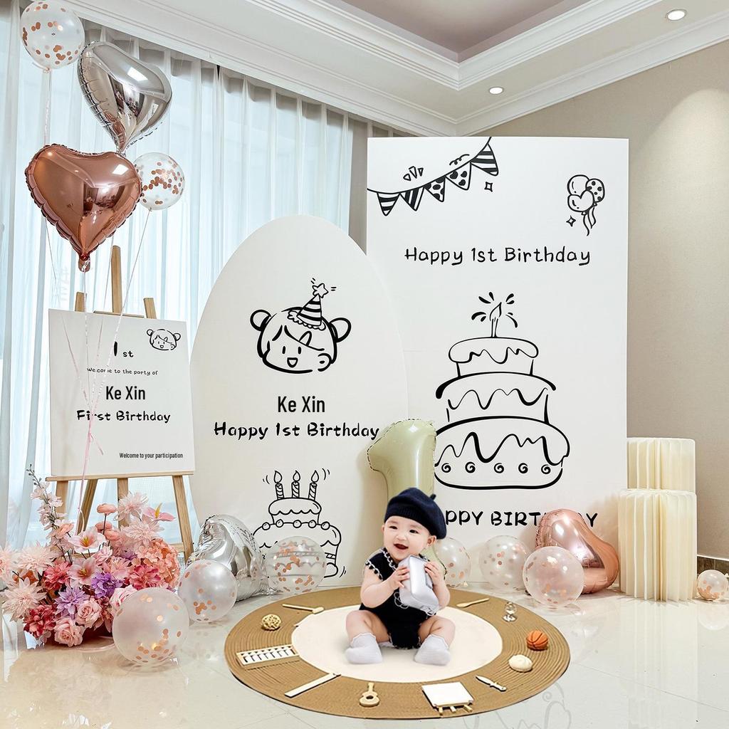 Korean-Inspired 1st Birthday Party Background Decoration for Boys & Girls