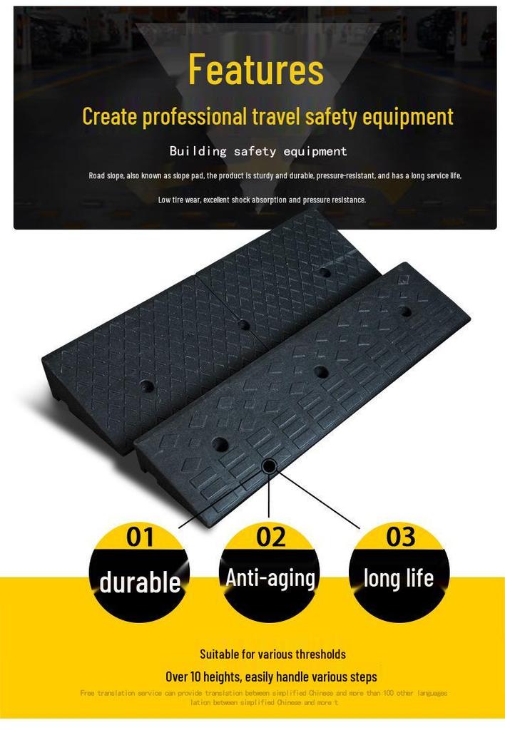 Curb and Threshold Ramp Mat - Rubber Slope for Home or Car Use