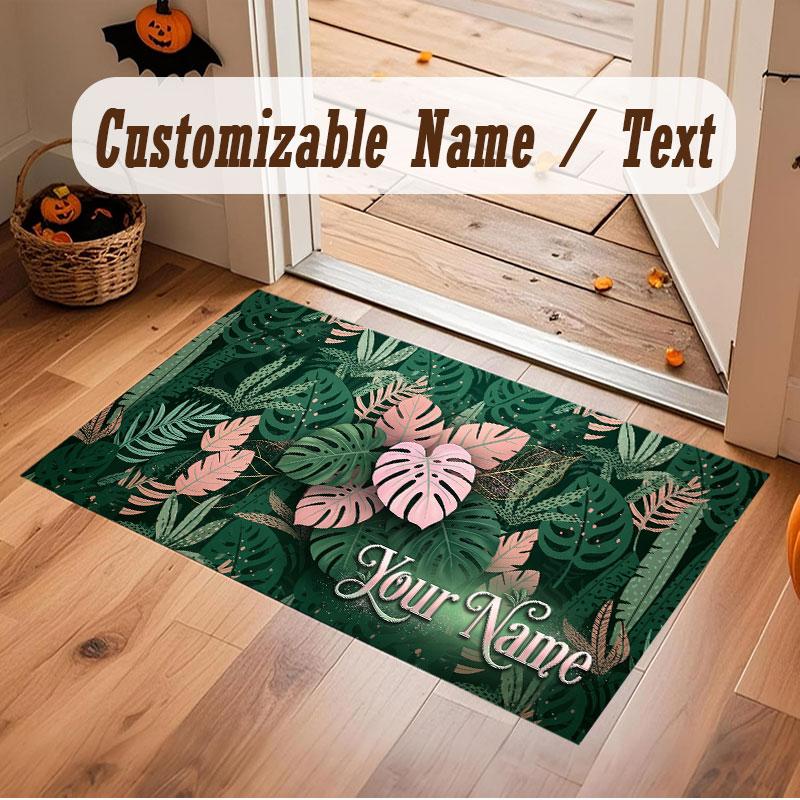 Nature Library Travel Theme Crystal Velvet Floor Rug Personalized Custom Name Text Warm Carpet Home Decoration
