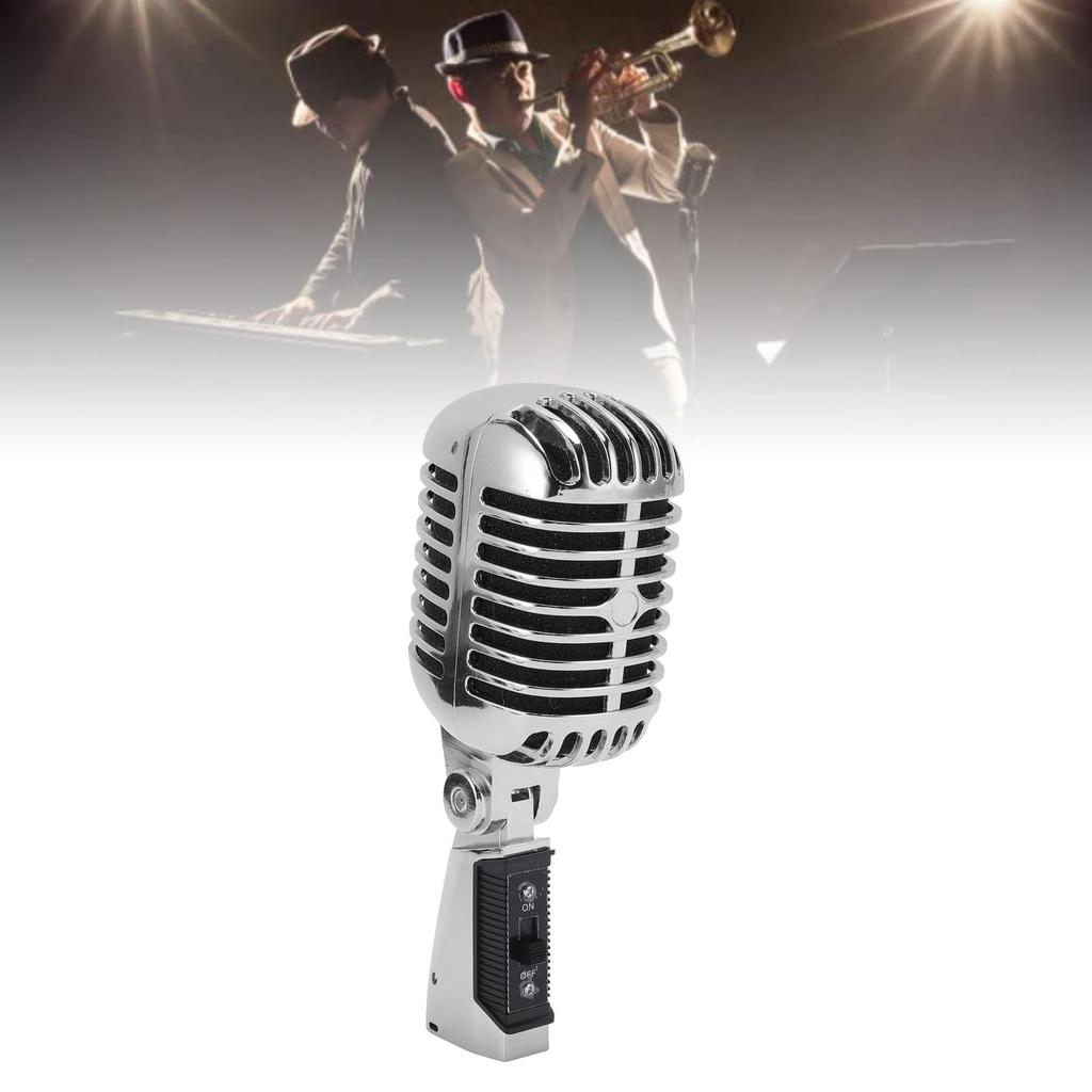 Retro Dynamic Vocal Classic Cardioid Microphone with XLR Female to Adjustable Microphone for Stage and Live Performances Microphone, 6.35mm Cable,