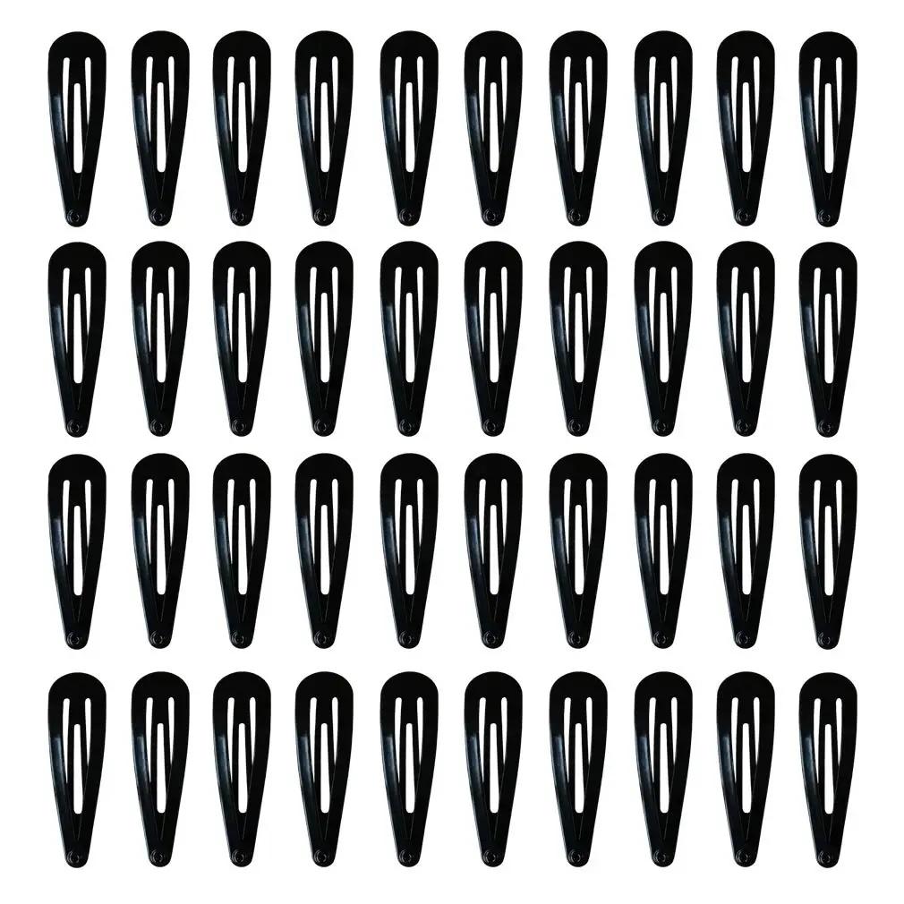 

40 Pack Black 2 Inch Barrettes Women Metal Snap Hair Clips Accessories