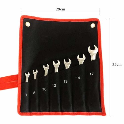 Smilerain 7-Piece Ratchet Wrench Set, Adjustable Angle Ratchet Wrench, 7-17mm, Dual-Use Head, Swivel Ratchet, Canvas Storage Bag Included