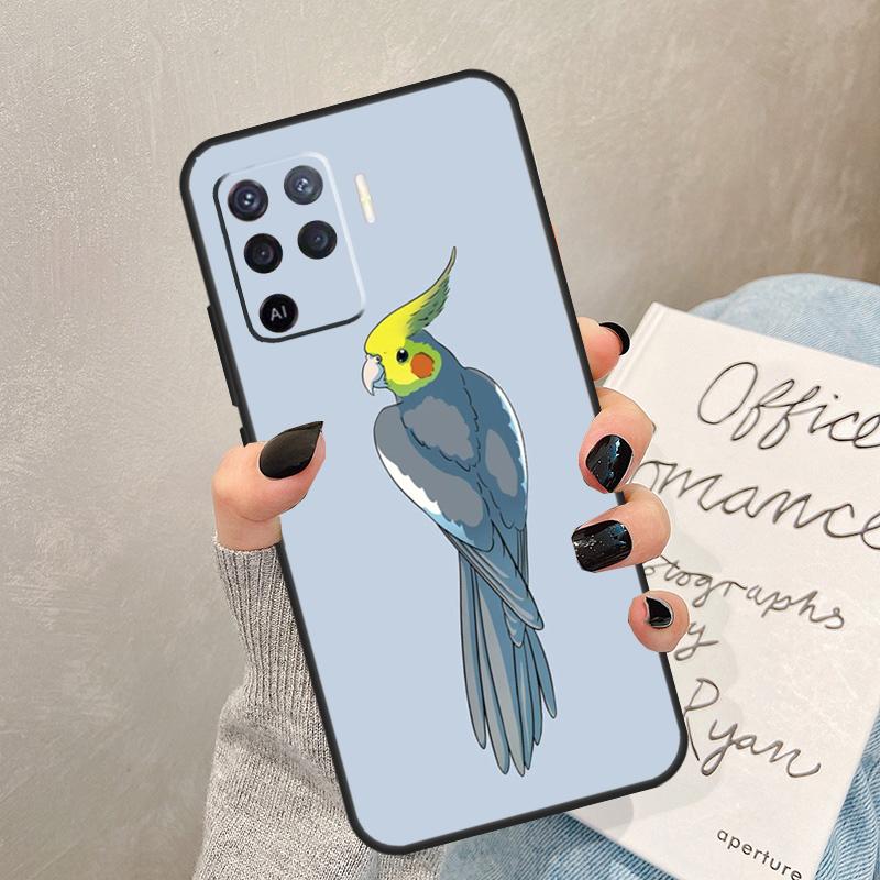 Cartoon Animal Chubby Cockatiel Case For Oppo A57 A17 A77 A18 A38 A58 A78 A98 A74 A54 A94 A80 A60 A40 A96 A76 A16 A15 A5 Pro