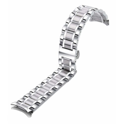 

YFS Watch Strap with Bow Links, 5-Link Stainless Steel Replacement Band, Metal Watch Band for Men and Women, Available in Black, Gold, Rose Gold, and