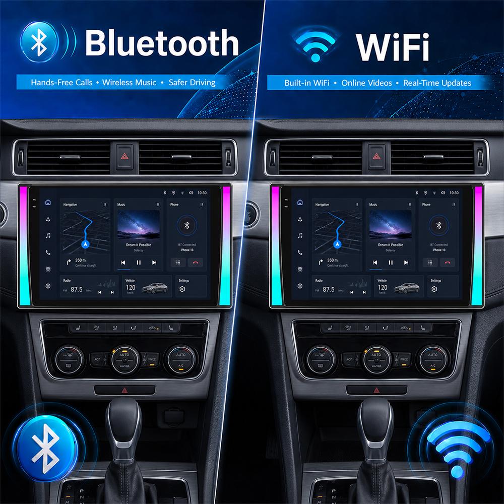 Car audio system, universal, 10.1-inch, Android 15, supports CarPlay and Android Auto, equipped with 5G Wi-Fi and Bluetooth 5.0