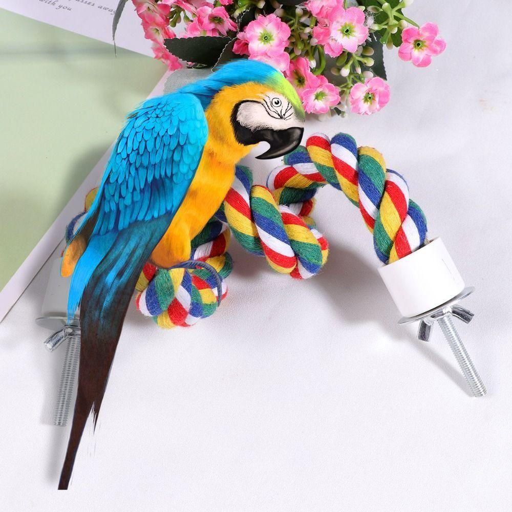 Colorful Parrot Rope Toy 40/80//105/200cm Parrot Stand Chewing Station Bird Perch for Cage Parrot