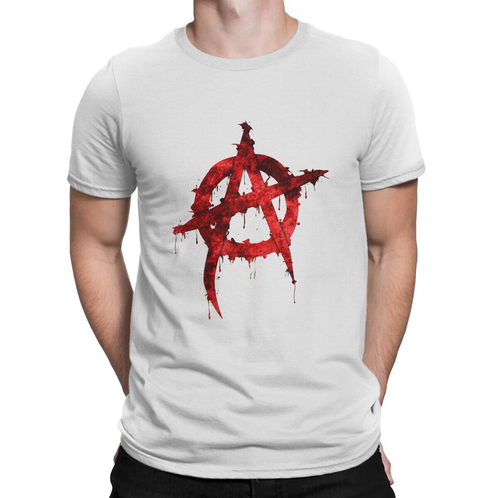 Anarchy Anarchist Symbols Blood Tshirt Homme Mens Tees Polyester T Shirt For Men