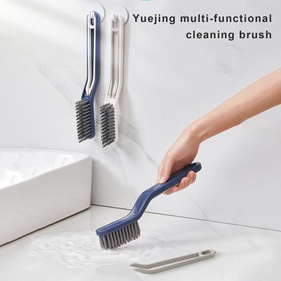 2Pcs Hard Bristle Crevice Brushes Gap Non-Slip Cleaning Brush with Versatile Handle 45-Degree Angle