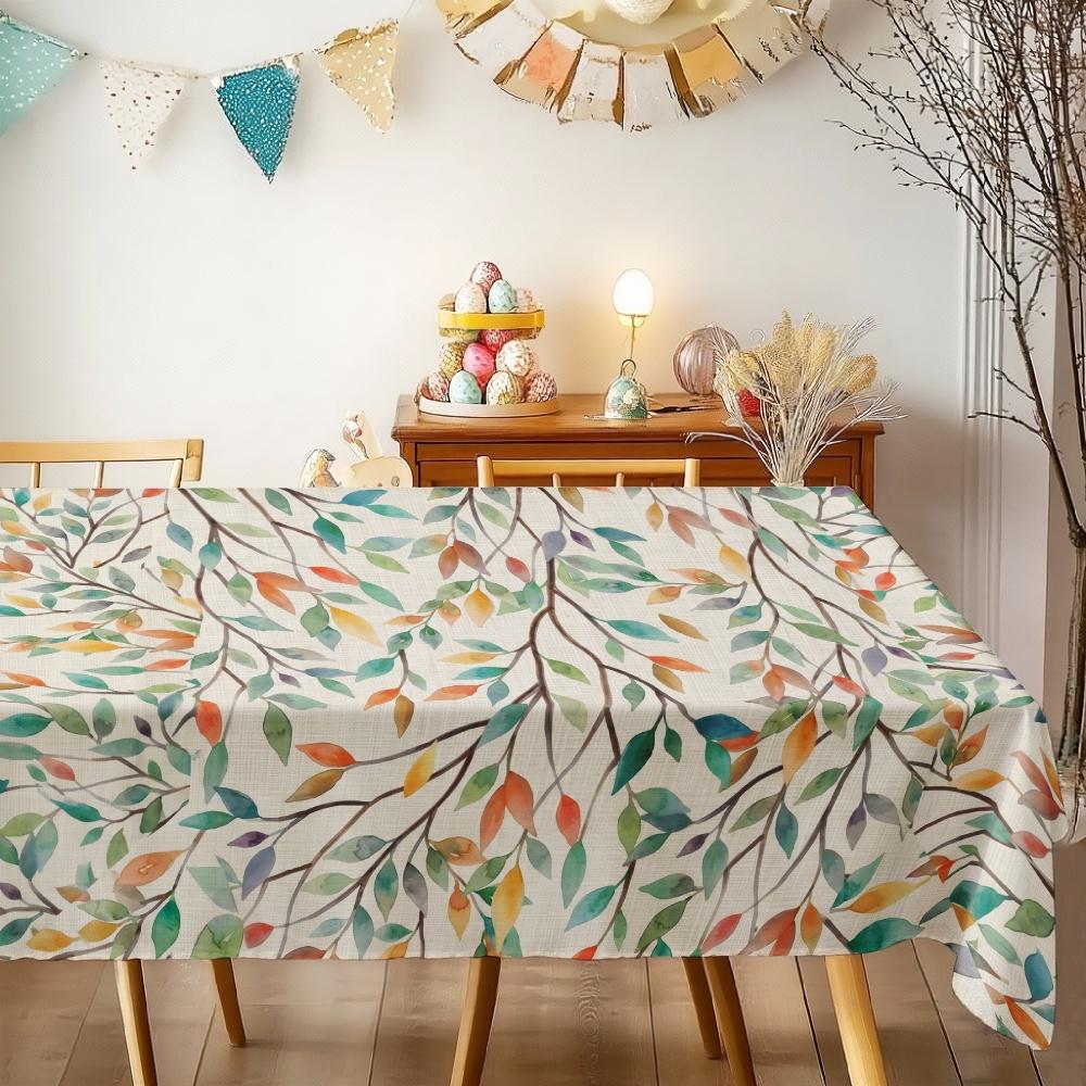 Watercolor Leaves Rectangle Table Cloth for Table Decor Kitchen Dining Waterproof Reusable Tablecloth for Tables Wedding Party