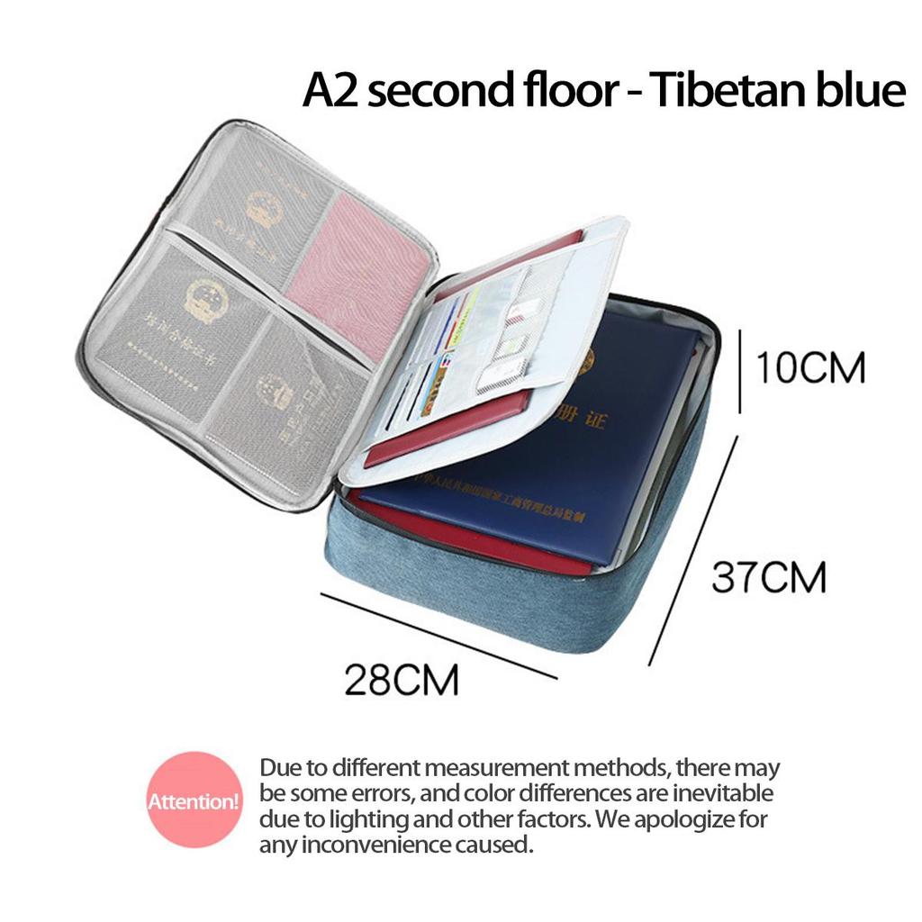 Household Multi-Layer Document Storage Box for Certificates, Passports, Cards. Multi-Function File Storage Bag for Family.