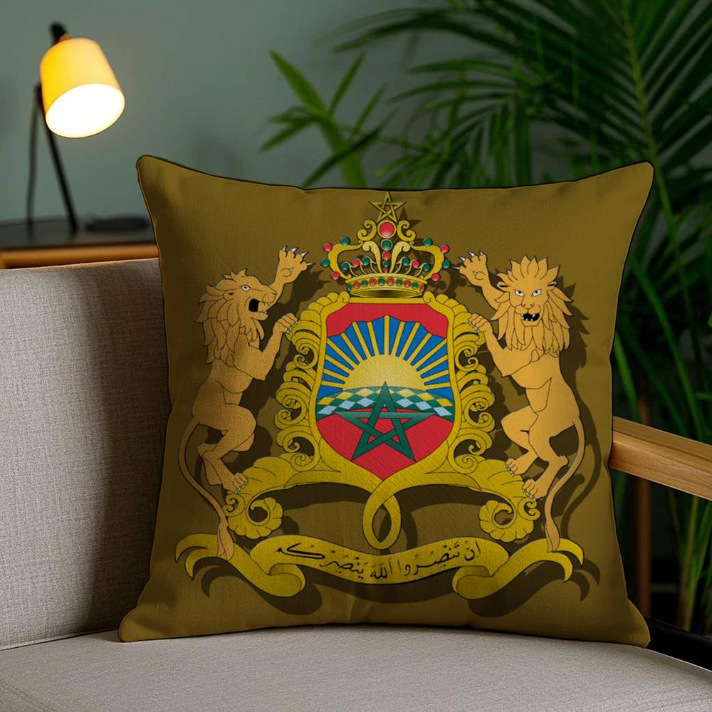 A-Algerian Passport Pattern Pillow Case Home Dorm Chair Back Short Plush Double-sided Printing Office Nap Time Cushion Cover
