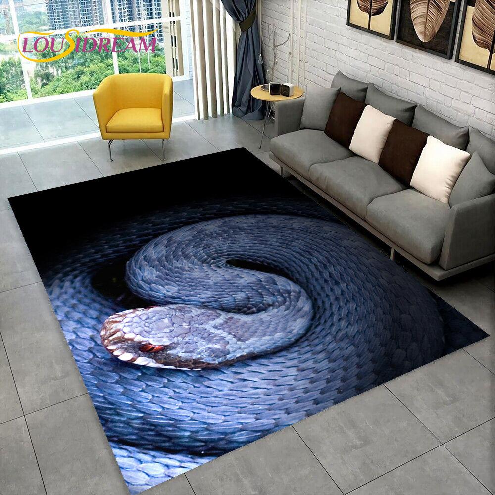 3D Gothic Horrible Snake Serpent Area Rug,Carpet for Home Living Room Bedroom Sofa Doormat Kitchen Decor,kids Non-slip Floor Mat