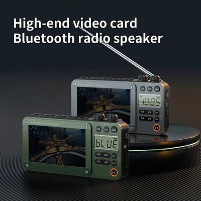 Radio Portable FM/MW/SW, écran LED 4.3 pouces, sans fil, haut-parleur Bluetooth, double emplacement pour carte TF, lecteur de musique MP4, vidéo, livres électroniques