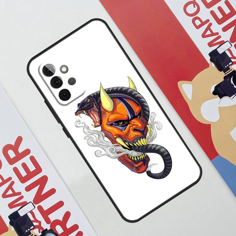 Japanese Oni Hannya Demon Mask Case For Samsung Galaxy A54 A34 A24 A14 A73 A53 A33 A23 A13 A52 A32 A22 A12 A51 A71 Cover