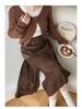 Elegant Suede Midi Skirt with Irregular Slit - Women's Autumn/Winter Fashion