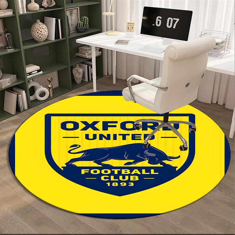 Oxford United Crest Round Rug for Livingroom,Bedroom, Palyroom, Chair Rug, Area rug, Circle Carpet, Large Size Fan Christmas gift