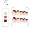 24Pcs Press on Nail Almond Glues on Nail French Fake Nail Designs False Nail Artificial Nail Gifts for Women and Girls