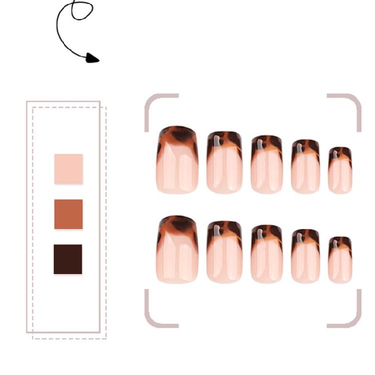 24Pcs Press on Nail Almond Glues on Nail French Fake Nail Designs False Nail Artificial Nail Gifts for Women and Girls