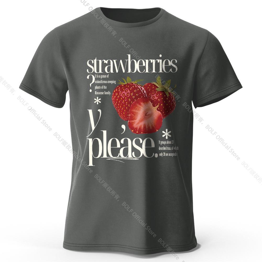 Modernes Erdbeer-Grafik-T-Shirt 100% Baumwolle - Elegantes zeitgenössisches Design Atmungsaktives Alltags-Essential