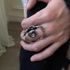 Rhinestone Big Open Ring Charm Finger Silver Geometric Twist Ring Simple Hyperbole Women's Ring Party Jewelry