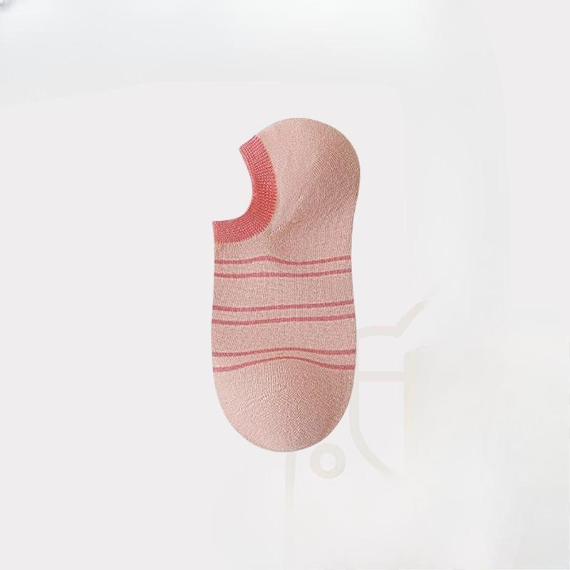 Dopamine Color-blocking Striped Boat Socks, Invisible Socks, Versatile Summer Outerwear for Trendy Girls, Pure Cotton Short Socks
