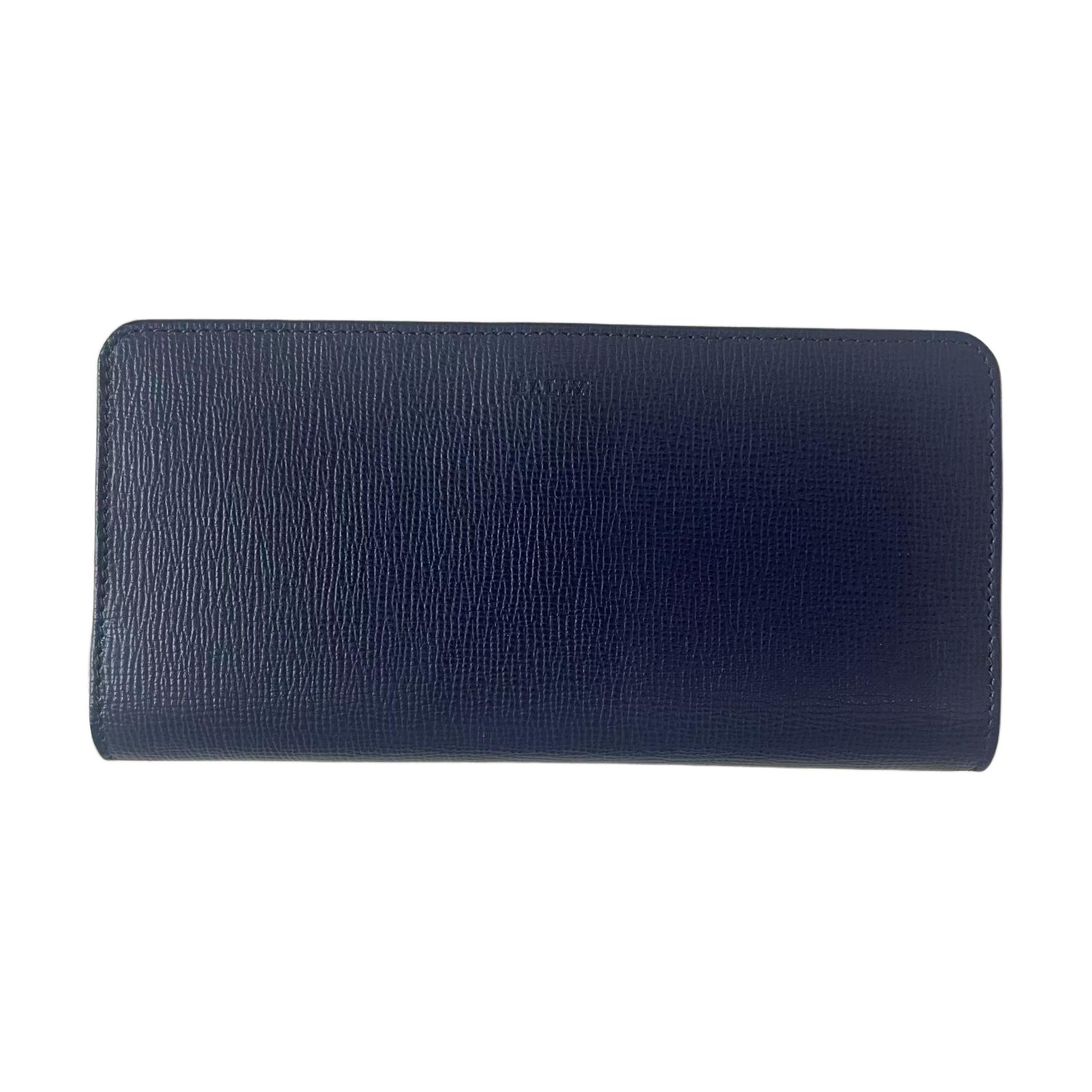 Bally Classic Womens Series Snap Closure Leather Wallet Women wallet Navy-Blue 6219802 Basic Set (Bag+Dust Bag)