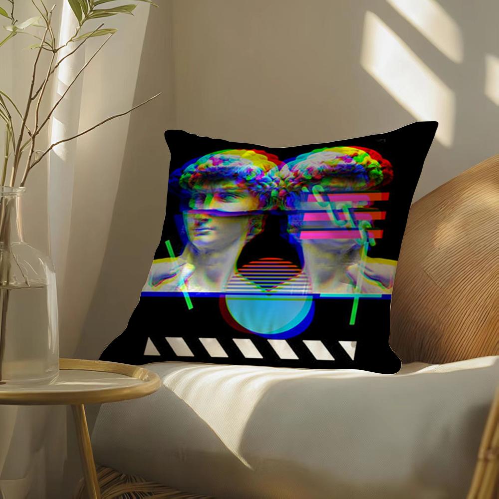 Funny Art D-David Statue Cushion Cover Soft Short Plush Pillow Cover Smooth Cozy Texture Aesthetic Cushion Case Home Decor