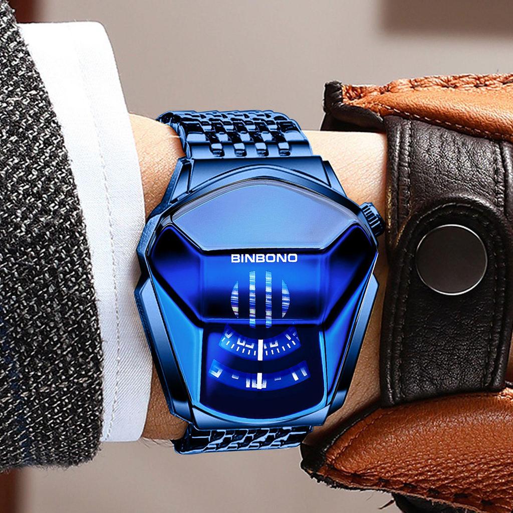 Men's Trendy Motorcycle Concept Watch with Black Technology