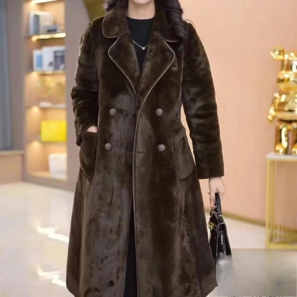 Two Sides Wear Mom's Snow Fleece Woolen Coat Autumn Winter New Warm Velvet Long Thicken Windbreaker Women Wool Jacket Overcoat