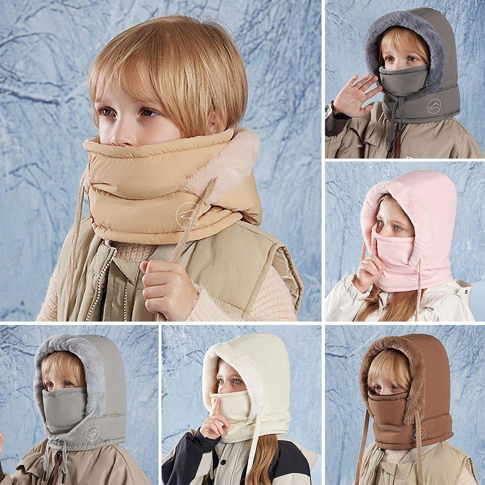 Warm Winter Children Hats Ear Protection Mask Hat Scarf Set Winter Pullover Cap for Boys Girls