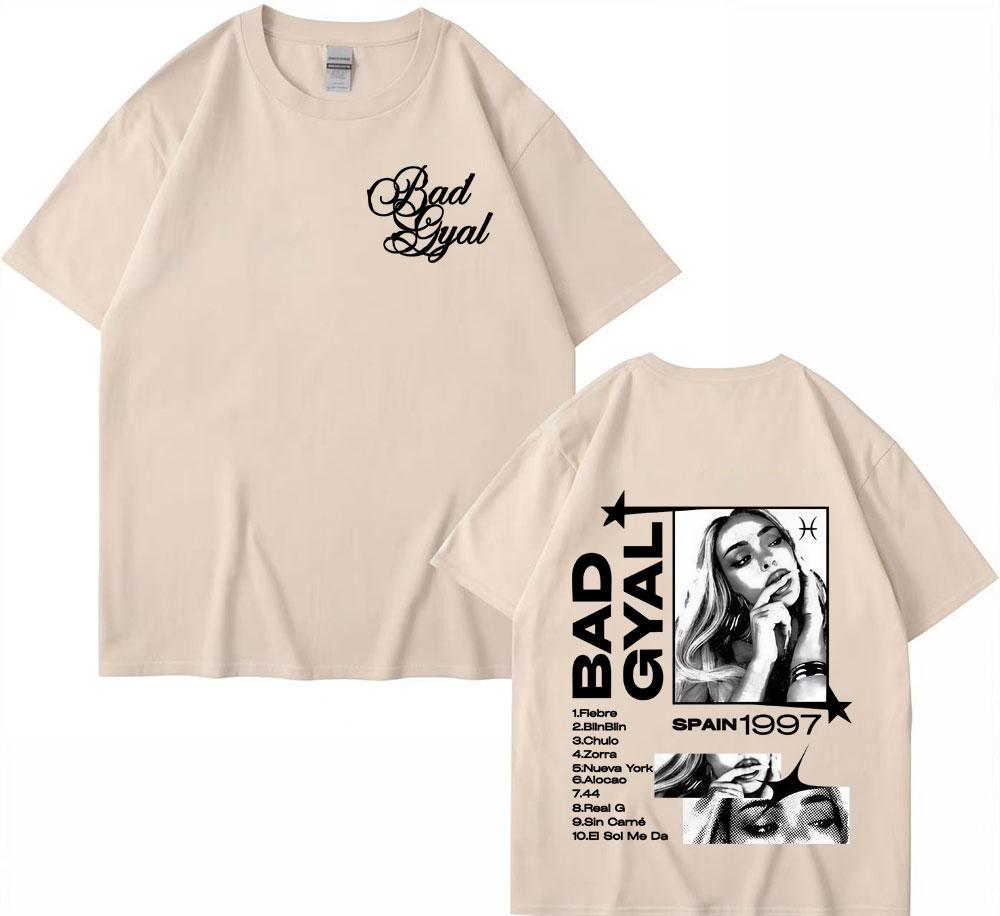Singer Bad Gyal Album Tour 2025 Graphic T Shirts Unisex Women Vintage Hip Hop Classic Pop Music Tshirt High Quality Loose T Shirt
