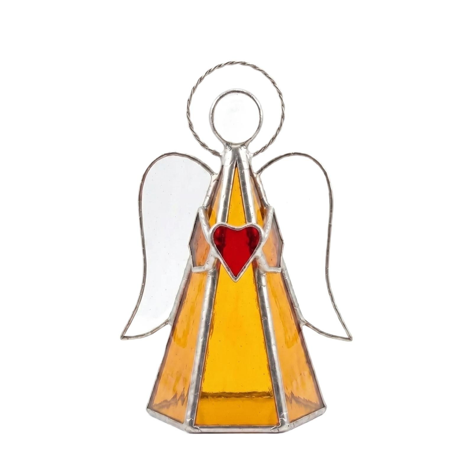 

Stained Glass Angel Figurine Window Hanging Sun Catcher Heart Decoration Home Ornament Holiday Gift One Size жовтий
