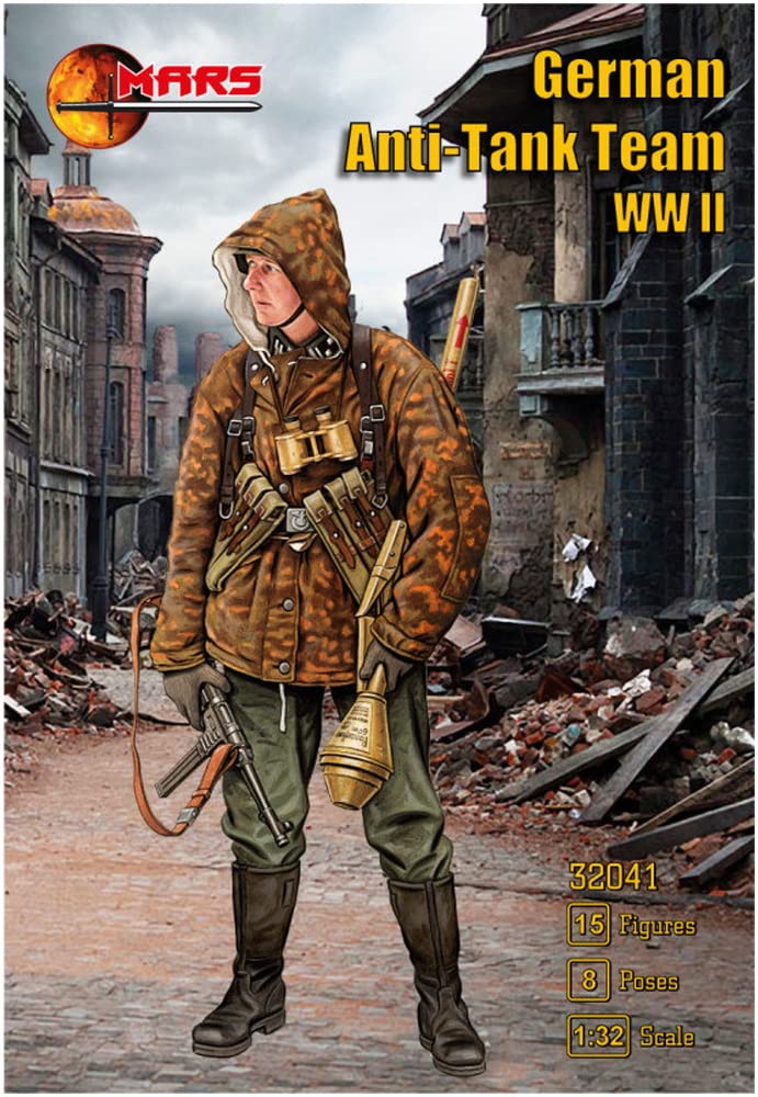 Mars Figures WWII German Team 8 Poses 15 Figures Plastic Model ORM32041 1/32 Anti-Tank