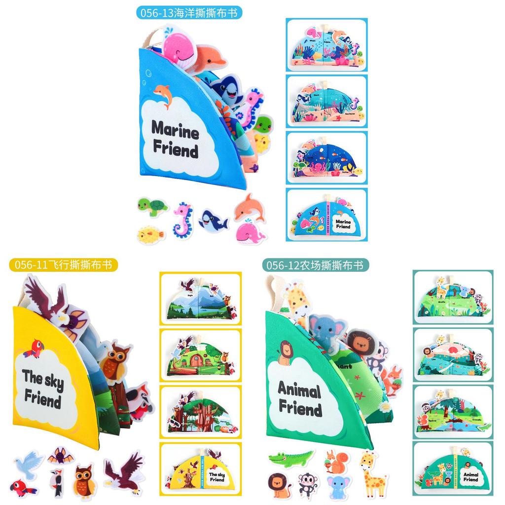 Baby Fabric Book With Water Washable Tearing Tactile Soft Educational Toy For Early Learning Development
