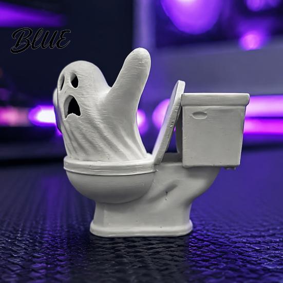 Stress Relieving Desk Toys 3D Printed Toilet Ghost Figurine Minimalist Statue Funny Desktop Ornament Whimsical Room Sculptures Creative Halloween