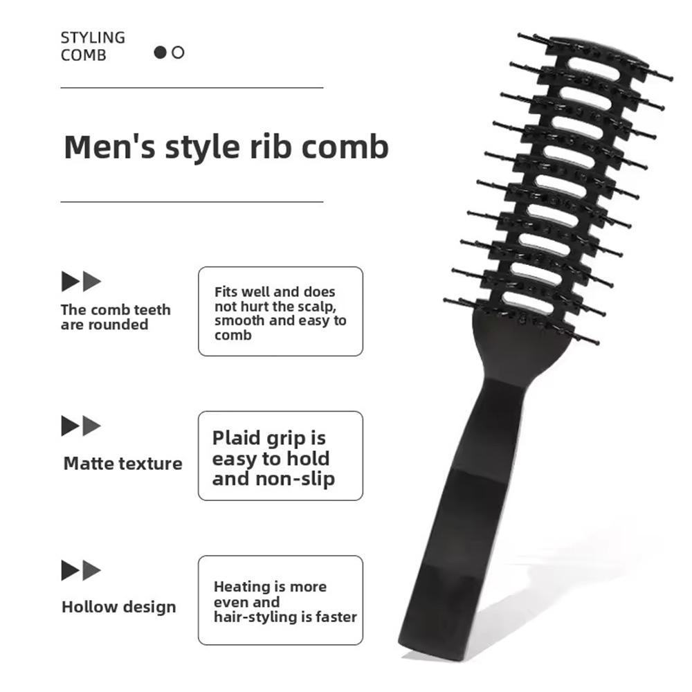 Black Ribs Hairbrush Salon Hairdressing Hair Care Styling Tool Barber Comb