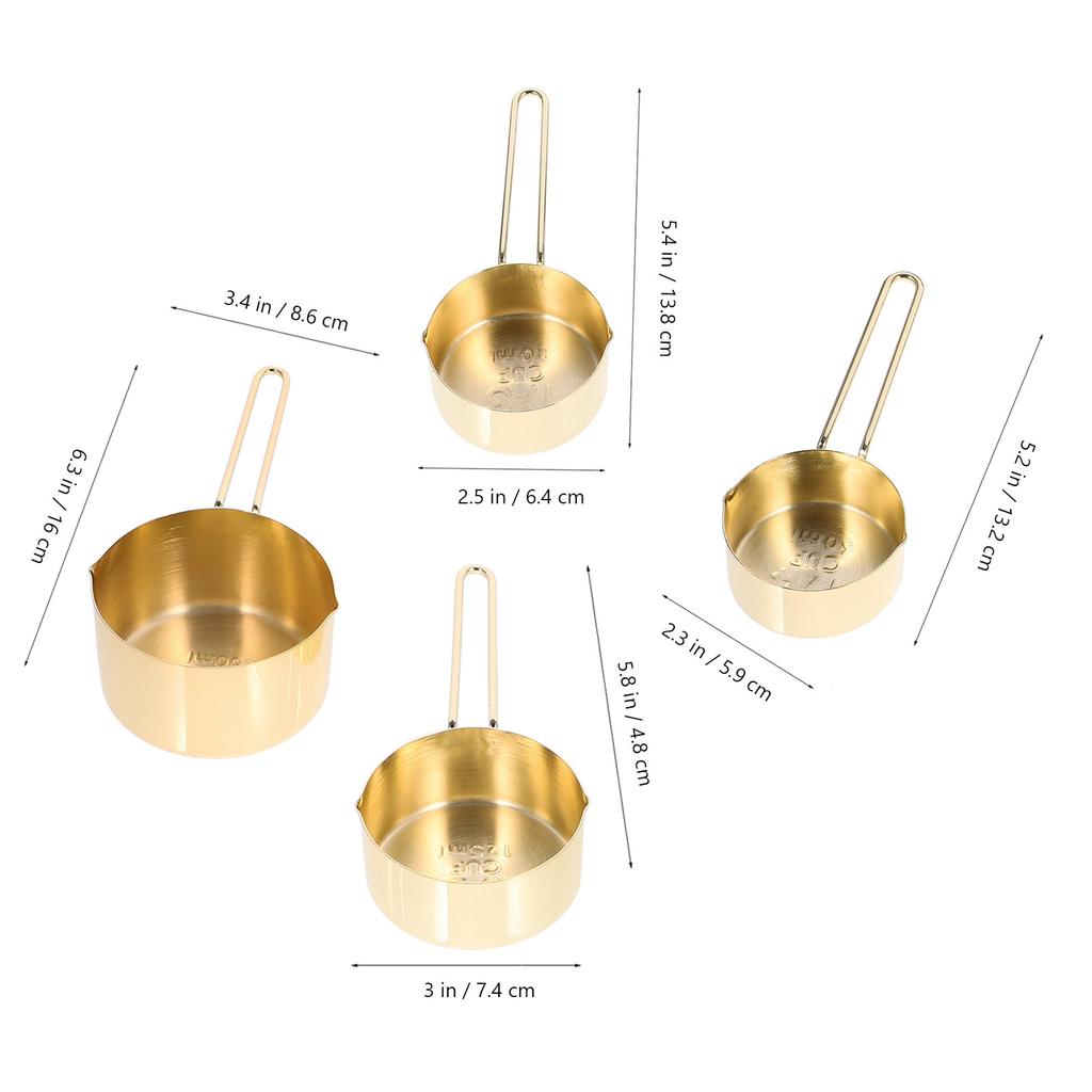 1Set Food Grade Stainless Steel Measuring Cups and Spoons Set Baking Measuring Tools Ergonomic Grip Rustproof Reusable Scoop Set