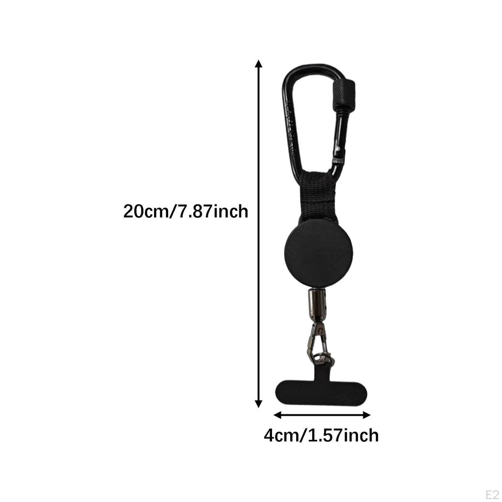 Retractable Keychain Holder with Carabiner Clip And Belt Reel Aluminum Alloy for Work School Outdoor