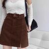 Women's Corduroy High-Waist A-line Skirt, Petite, Coffee, Plus Size, Hip-Hugging, Autumn/Winter 2026.