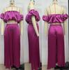 Elegant 25th Anniversary Strapless Pleated Long Pants Set In Solid Color