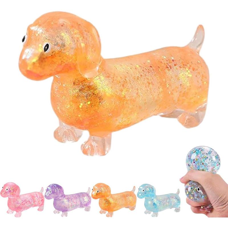 Glanzende en Zachte Worstvormige Hond Knijpbal Ontspannende Bal Loslaatbal Speelgoed Stressverlichter Gadget Schattig Cadeau voor Kinderen en Volwassenen