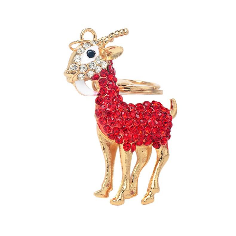 Rhinestone Antelope Zodiac Keychain - Metal Alloy Fashion Accessory