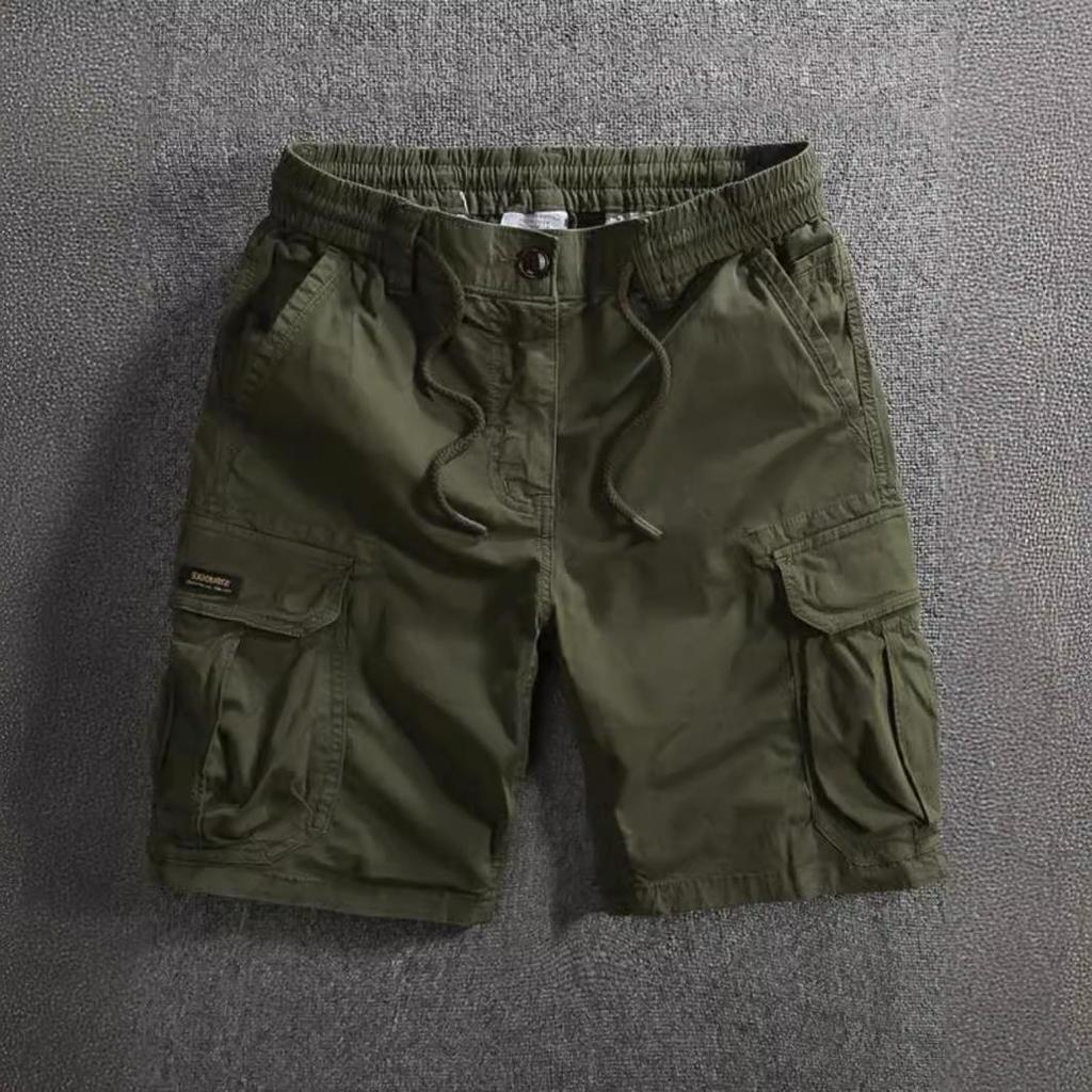 Men's American Retro Workwear Five-Point Shorts: Summer Comfort, Loose Fit, Multi-Pocket, Mid-Length
