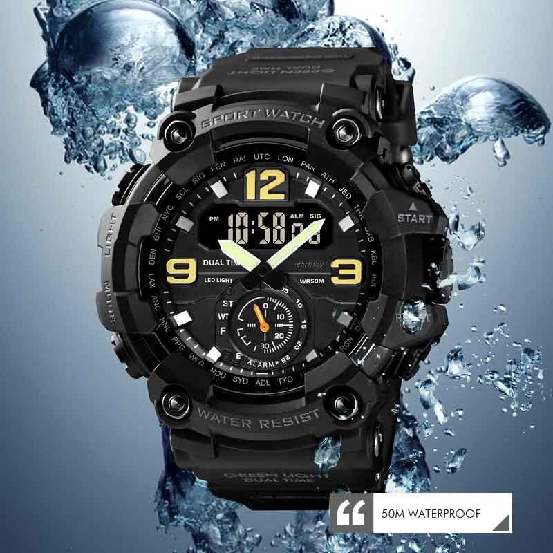 Cool Outdoor Shockproof Plastic Men's Watch Large Dial Sports Pin Buckle Digital Display Synchronous Machine Electronic Watch