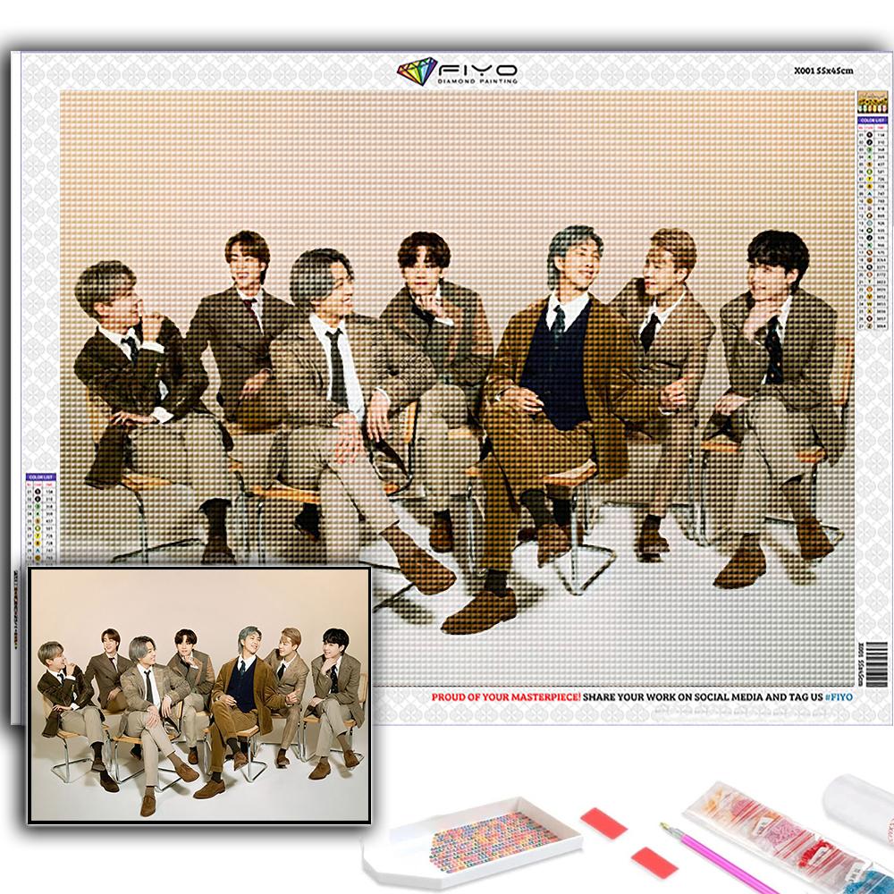 5D DIY Diamond Painting Cross Stitch Korean Boy Group Diamond Embroidery Mosaic Wall Art Home Decoration