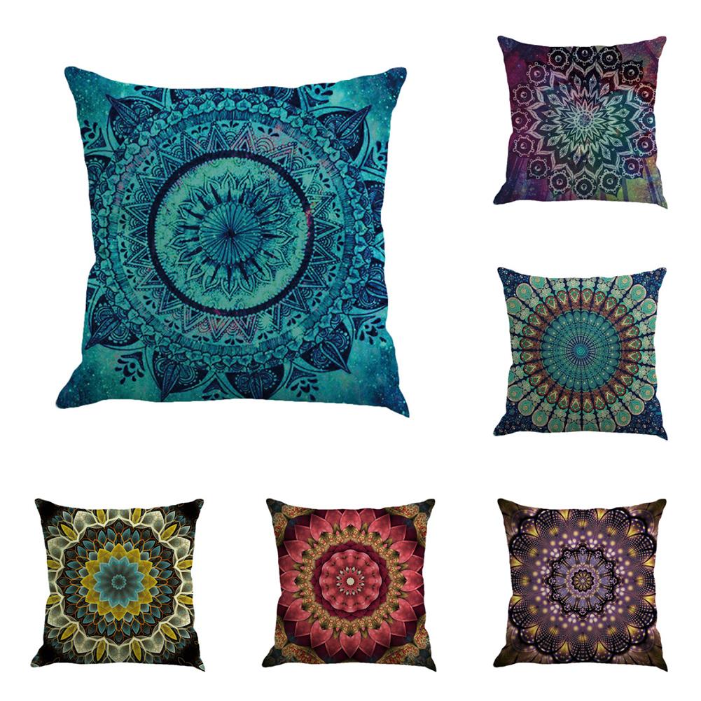 Bohemia Geometric Pattern Flax Pillow Case Car Sofa Cushion Cover